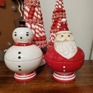 Johanna parker snowman & santa candy dishes